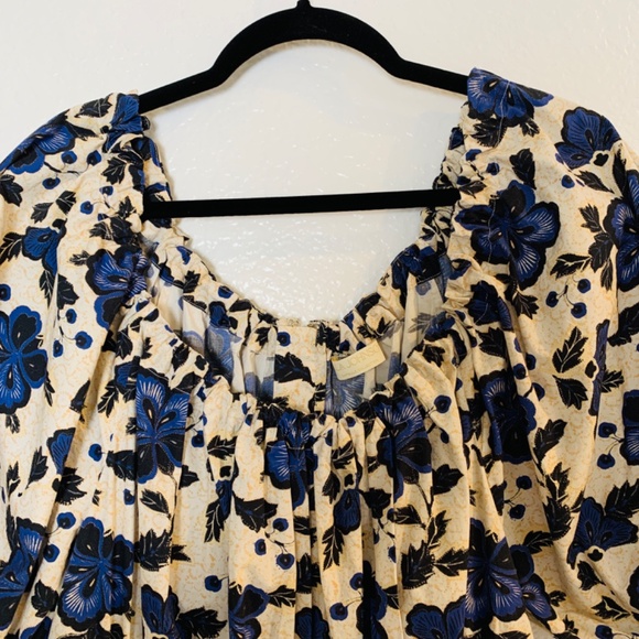 Ulla Johnson Capsule Collection Celia Dress Size 8 Lapis Floral Blue Ivory Boho - Picture 3 of 14